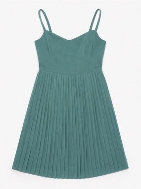 ModCloth Teal Pleated Midi Dress with Spaghetti Straps Size S